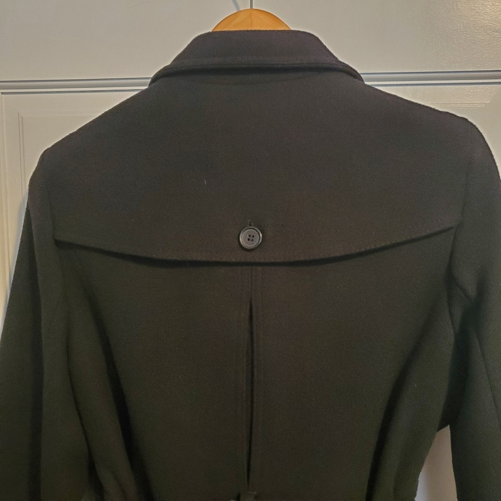 DKNY Women's Wool Blend Black Belted Trench Coat - Picture 9 of 14